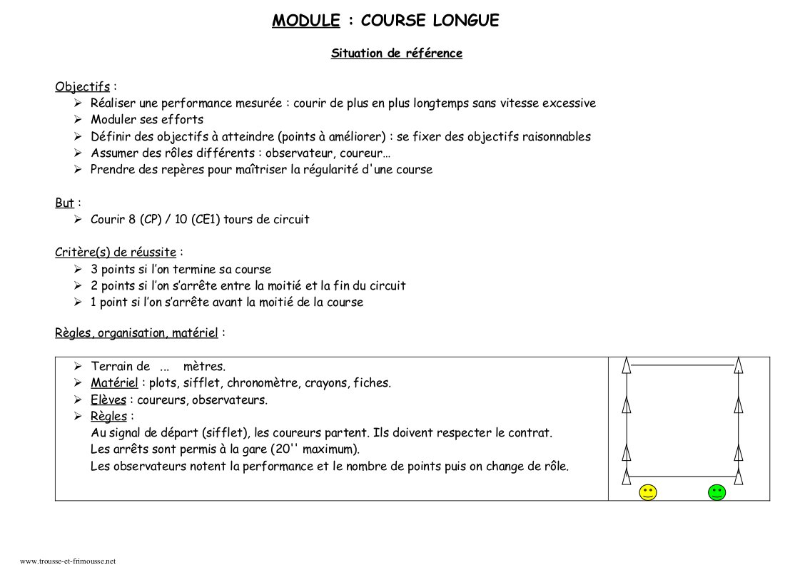 Sequence Course Longue Cycle 2 Trousse Et Frimousse