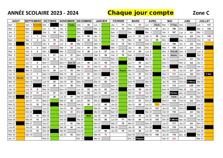 Planning « Chaque jour compte » Année 20232024 Zone C Trousse et